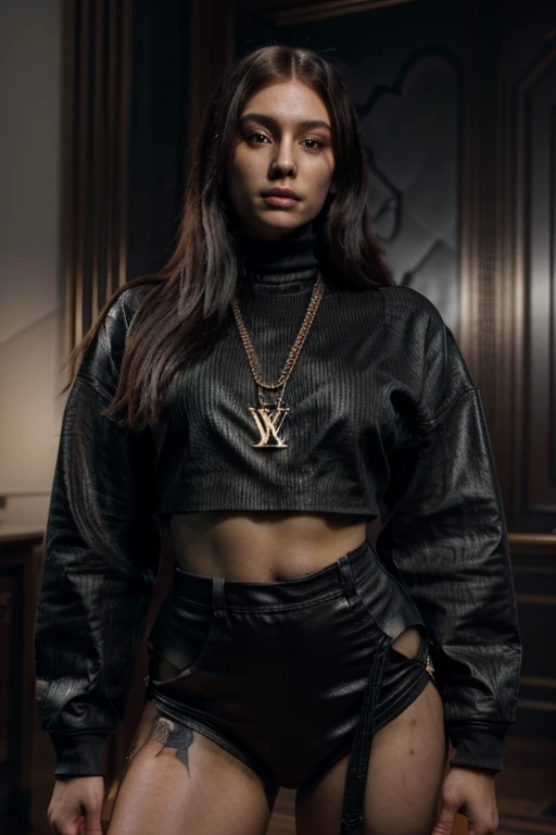 A STRONG BLESSED GODDESS WOMAN Wife Irish Becky Lynch in her mid 30s, melanin skin tone, Inside a royal palace, unreal 5. rpg portrait, hip hop style 8 k octane render, created in unreal engine 5, 8k portrait render, cinematic unreal 5, NY, yasuke 5 0 0 px models, 8 k cg render, rendered in unreal 5, rendered in unreal engine 5, african American, Genetics, athletic, a will to thrive, feminine traits and attributes, 50 Cent energy, shaved, vibrant brown eyes, radiant, focused, ambitious head, confident, observant, competent, Streetwear inspired clothing, luxury streetwear, hip hop vibe, art, luxurious, Cancer Sun Sign traits, Sagittarius Moon traits, natal chart, Libra ascendant, high quality long sleeve shirt, Red embroidered on clothing, black and grey clothing, wearing diamond chain draped on upper body, Louis Vuitton themed fashion, 