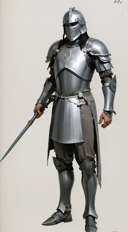 conceptual art, sketch, Simple style, pastel shades, Knight, Wear a Knight's helmet, full length, standing tall, A Knight (men), Gray Knight armor attached to the whole body