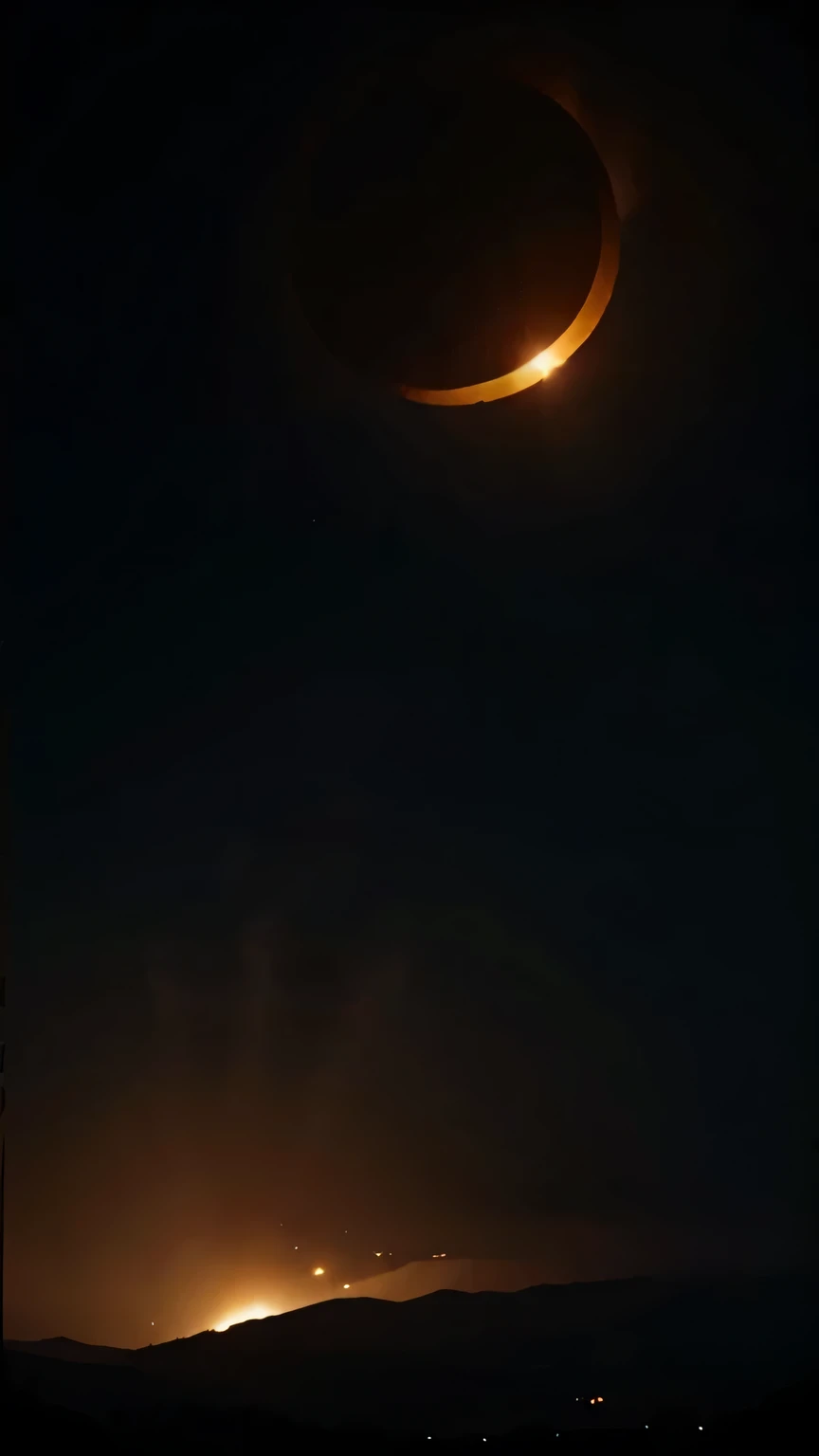 Natural views,The eclipse is surrounded by roaring flames, solar eclipse