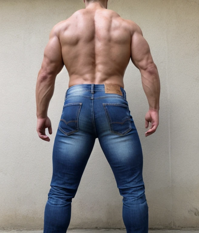 1male, vaqueros, musculoso, rostro, realista, foto, real foto, cuerpo completo, jeans, backside
