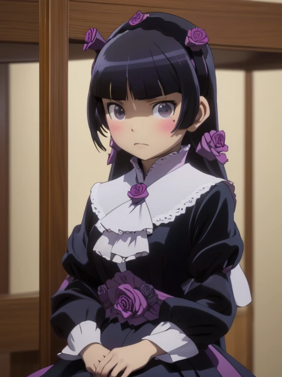 (UHD, masterpiece, advanced details, high quality, 最high quality) , 1 girl, alone, girl, princess cut, Gothic Lolita, lolita fashion, head band,  (ruri gokou)