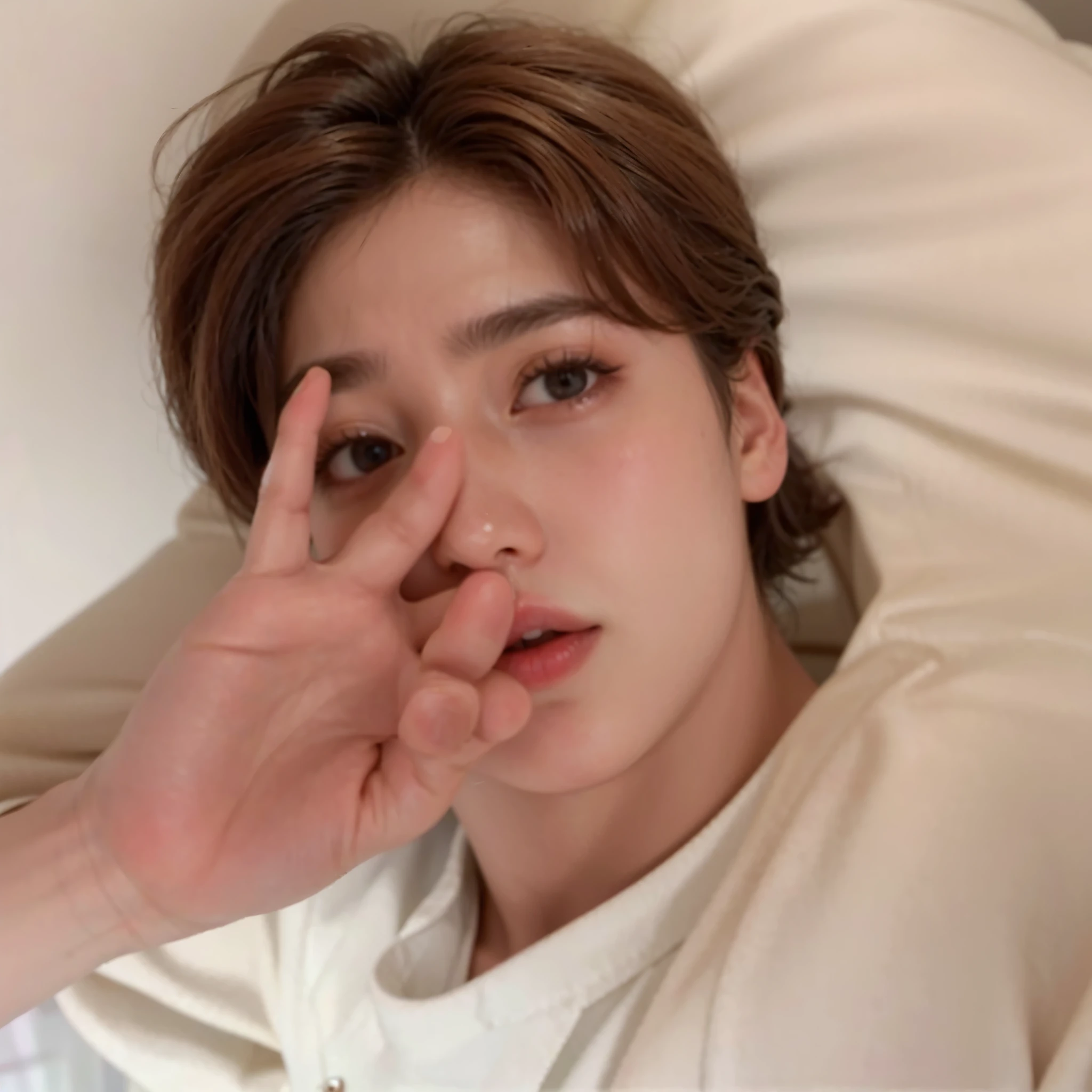 mulher arafa com cabelo colorido sentada em uma mesa, Jung Jaehyun, adorable and pale korean face, Ulzzang inteligente, Kim Doyoung, com cabelo curto, jossi do blackpink, Hong junho hyung, taejune kim, Ulzzang, o corte Hime, jaeyeon nam, XQC, Parque Jimin, cabelo curto platinado moleca