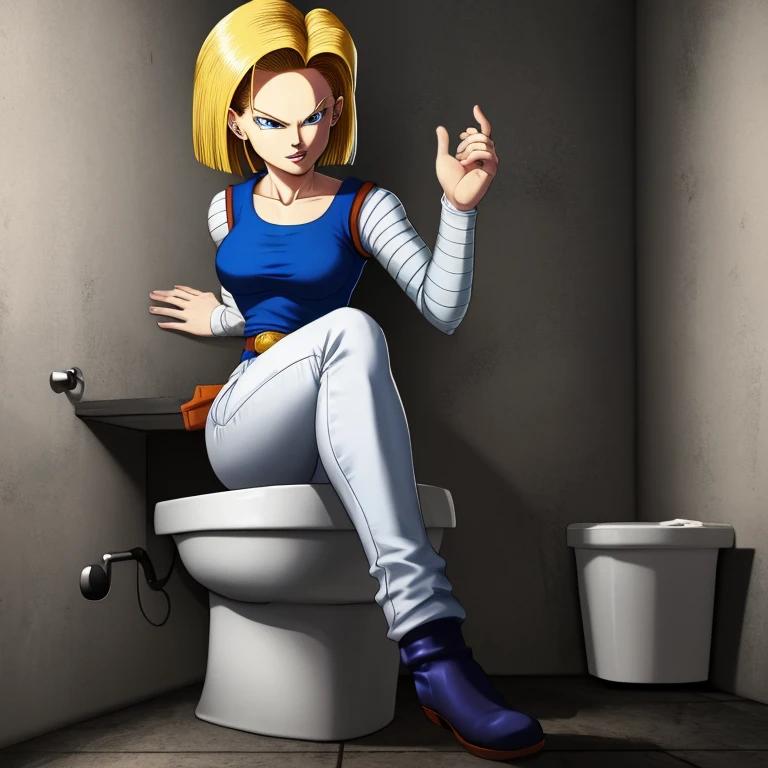 Android 18 using a toilet 