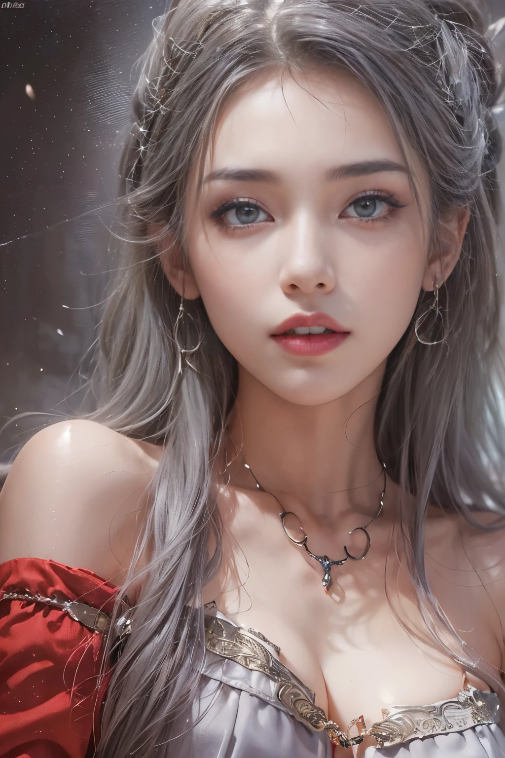 ((master piece:1.4)、(highest quality:1.4)、(realistic:1.7)))Surreal portrait of a beautiful girl、超beautiful girl、((1 girl:1.4))、Radiant natural skin texture、authority luis royo(Written by Luis Royo)、19 years old、(upper arm:1.4、two legs:1.4)、(perfect anatomy:1.4)、(perfect female body:1.4)、girl portrait、Close-up Body Photography Tina Steppeace:1.4), (highest qualityの:1.4), (realistic:1.7), Written by Luis Royo, beautiful girl, 超beautiful girl, ((1 girl:1. 4), Radiant natural skin texture, authority luis royo, 19 years oldの, (perfect female body: 1.4), (perfect female body: 1.) 4), girl portrait, Close-up、body), fantasy art, soft front light, beautiful expression, cute face, beautiful breasts, big full breast: 1. 2, beautiful butt, fine eyes, Clear and eye-catching, beautiful and attractive, beautiful eyes, thin waist, immature, red lips, ((gray hair, long hair)) , 1 screen display, ((Woman crawling on all fours on a silk bed)), (sexy posture), (milky way in the sky),((Red T-back pants))、((red garter and garter belt))、(laughter),((Rear view))、((look back))、((膣兰))、((erection))
