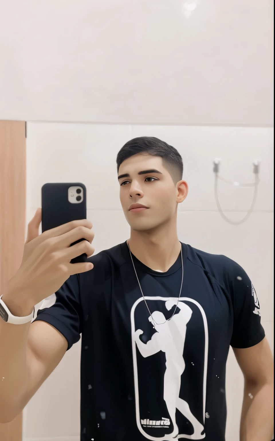 short hair man taking selfie