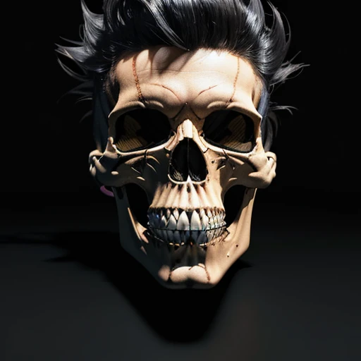 official art, unity 8k wallpaper, ultra detailed, aesthetically pleasing, High quality, masterpiece, best quality, Punk skull with red mohawk, 1man, wide open mouth, detailed teeth, empty eye sockets, black and white graphic style, high contrast, (best quality, 4k, 8k, high resolution, masterpiece:1.2), ultra-detailed, (realistic, photorealistic, photo-realistic:1.37), HDR, UHD, sharp focus, flat illustration, bold lines, (punk, rebellious, aggressive:1.2), cool color tones,