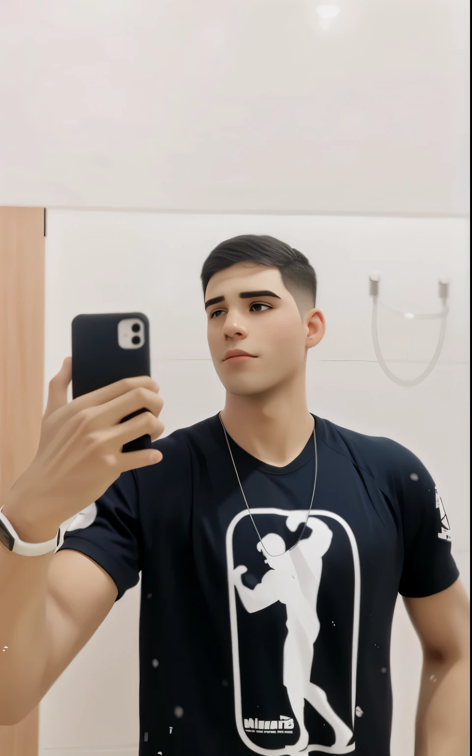 short hair man taking selfie