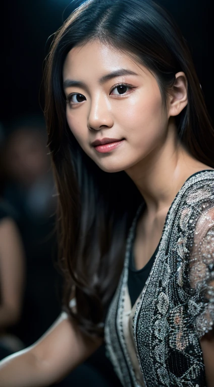 best quality, epic reality, ((in the pitch black darkness :1.4)), ((portrait:1.5)),(background: dark ) high contrast ,glorious picture, Minimum illumination, lighting Face, she's comFortable, nothing to wear, , It seems, (8K, original photo, best quality),(epic reality:1.5), a woman, Face,(delicate eyes:0.8),(looking at camera:1.4), (best quality), ( high contrast, Deep shadows),intricate details,cinematic,((skin:1.4)), (long dark hair:1.3), long hair, messy ,(high dynamic range:1.5),detailed, color, upscale, masterpiece, original photo (20 years old, looking at the audience), beautiFul, (wearing a regular shirt,), perFect, Nature, perFect composition, portrait, perFect Face, Smile expression, charming eyes, Bright details, Tightly closed lips, (高skin细节),, (blue tint: 0.6), (Sale: 0.8), (bloody: 0.7), Accent lighting , (backlight: 0.5), Medium depth oF Field, Canon 5D, 50mm lens, F/4 apertures, (Super detailed, intricate details), sharp Focus, soFt color, 8K, absurd, 80mm, dark background, photography, Smile, Pinay, Filipina, Moderate ,