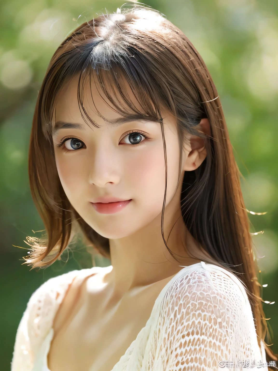 (((32k,high details,high detail、masterpiece,attention to detail,alone))),Raw photo & realistic atmosphere,beautiful dark blue eyes,detailed mouth,glossy lips,thin eyebrows,fine eyes、Soft white skin that shines in every detail、her deep black eyes are so beautiful,lip details、very beautiful face,very well-shaped face、lifelike face,shining beautiful lips,beautiful eyebrows,infinite reality, Realistic young gravure idol,she'she'she'she'she'she'very cute woman , young gravure idol, young gravure idol, Very beautiful and cute 22 years old beautiful girl,incredibly beautiful and classy,22 years old beautiful girl,natural soft light,(shiny hair,,Beautiful and kind eyes:1.5),gentle smile,well-shaped chest,medium long hair,tie hair,beautiful posture,no makeup,think ahead,