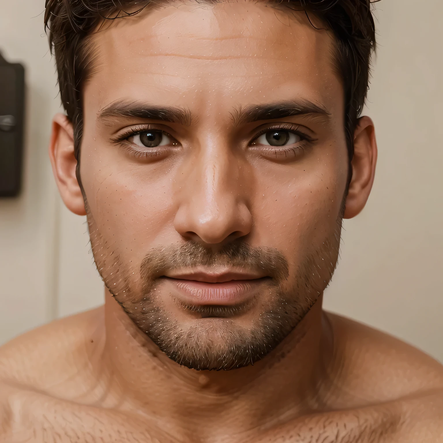 Instagram model, male, 35 years old, attractive, face closeup, realistic, short hair, yoga teacher, handsome