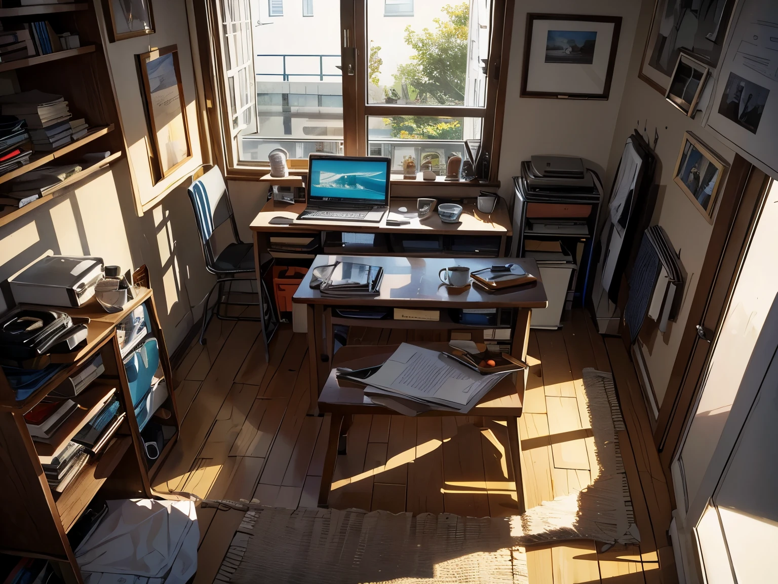 make an image during the morning in a square