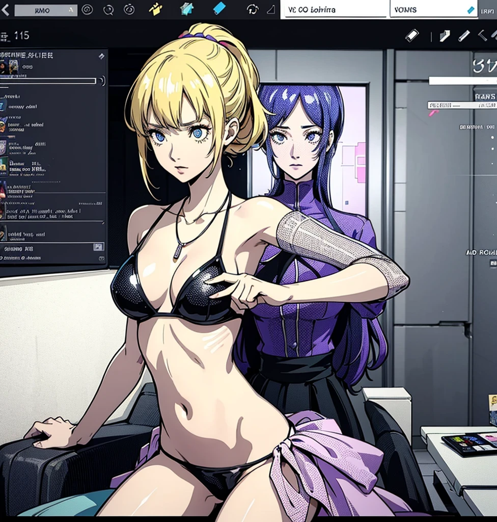 a close up of a sheet of text with a lot of dots, ascii art, computer glitch, ( ( glitch art pixel sorting ) ), scanlines, corrupted data, ascii, perlin noise, matrix text, anime girl in ascii art style, corrupted file, computer glitches, datamoshed, datamoshing, cartoon of a woman in a bikini with a necklace on her neck, digitally colored, character is in her natural pose, she is dancing. realistic, hands behind her body pose!, cell shaded adult animation, inked and colored, realistic shaded perfect body,  pudica pose gesture, colored screentone, cel shaded:15, comic digital art, colored lineart, A girl reading a book while sitting in a throne with and a sword around her arm, blonde girl posing in the bathroom and looking out a window, a  woman standing in front of some windows holding her hands on her hippies 