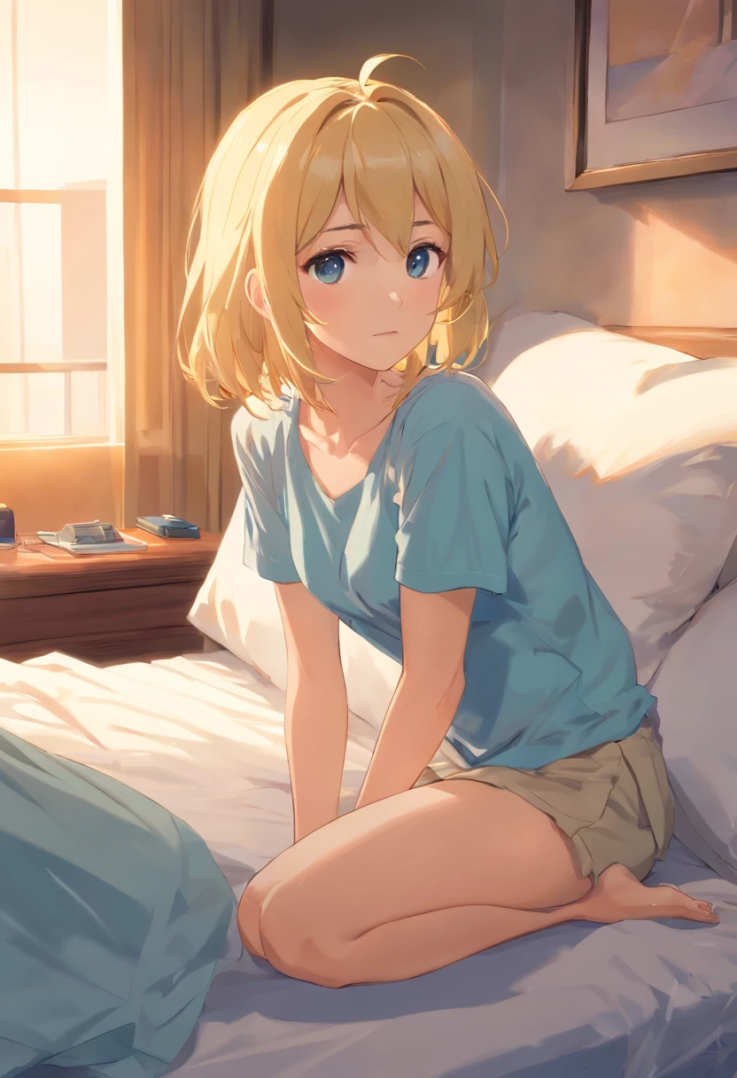 a cute loli，Long whit hair，Leaky shoulders，Barefoot，Look up at your head，Lie on the ground，raise her legs，shift dresses，white  panties，largeeyes，Cute faces in anime，Lori，long white socks，masturbation,sleeveless