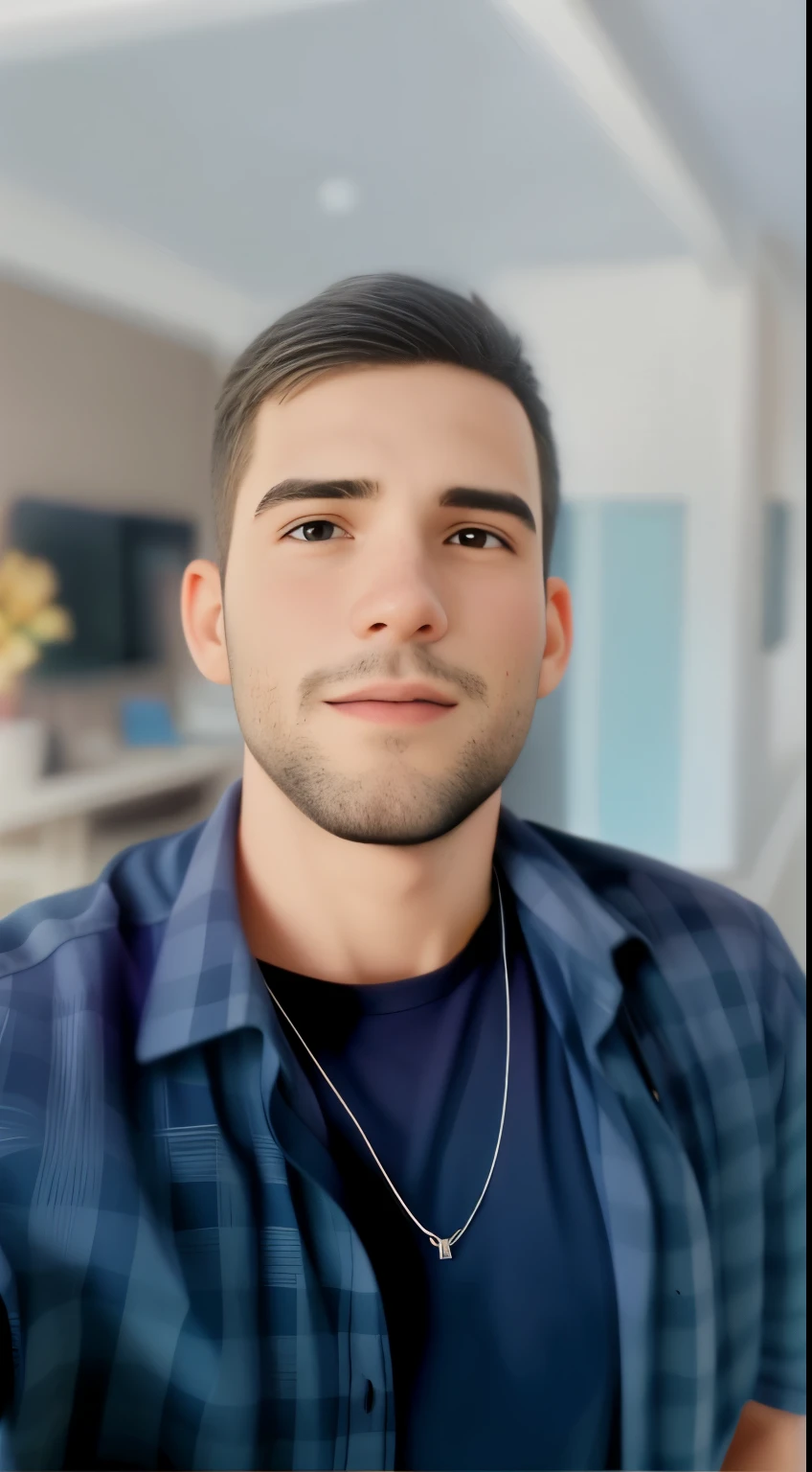 short hair man taking selfie
