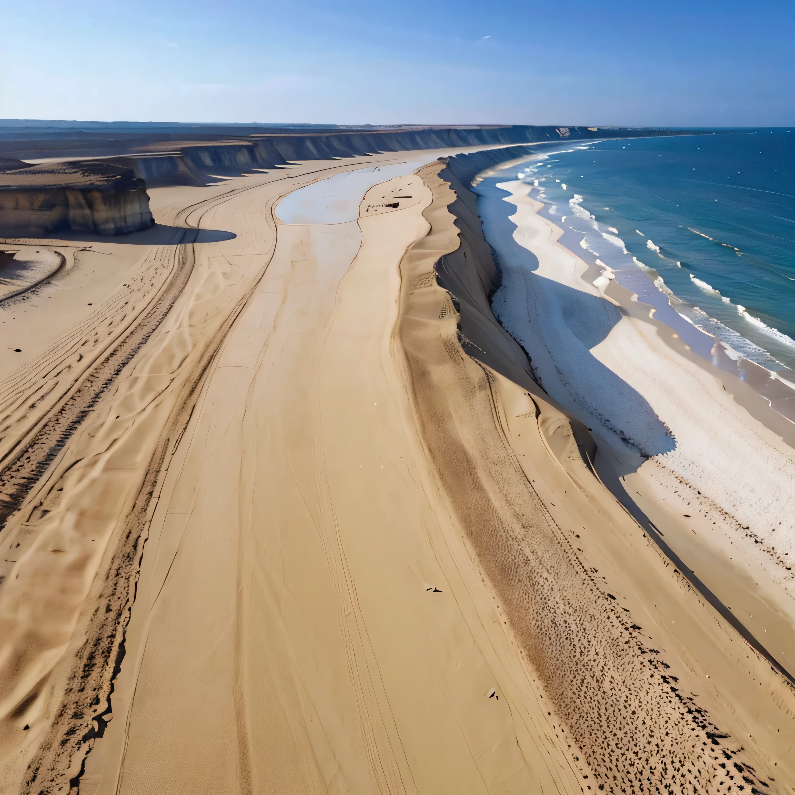 Ambiente de areia do Saara, um deserto escaldante, um homem com roupas pretas e turcas em cima de um camelo, de costas para a imagem, andando deixando pegadas sobre a areia, e uma cidade ao fundo, desfocada, where man is headed.