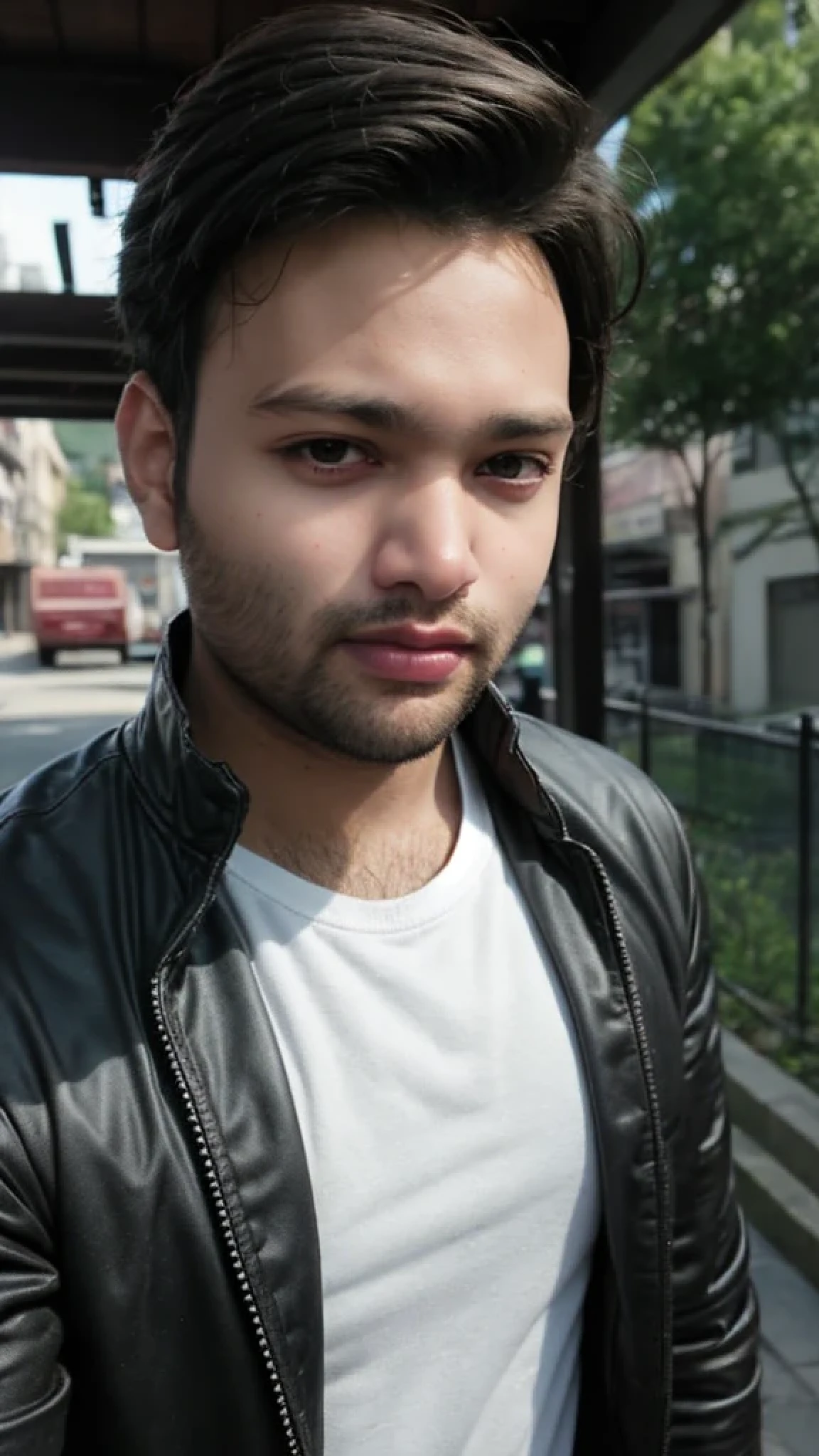 A beautiful young bearded man with highly detailed skin looking at the camera,8k,high res, soft light,no contrast,ultra realistic, photorealism.((real life photo,realistic:1.9, short beard:1)),(wearing black suits looking at right)