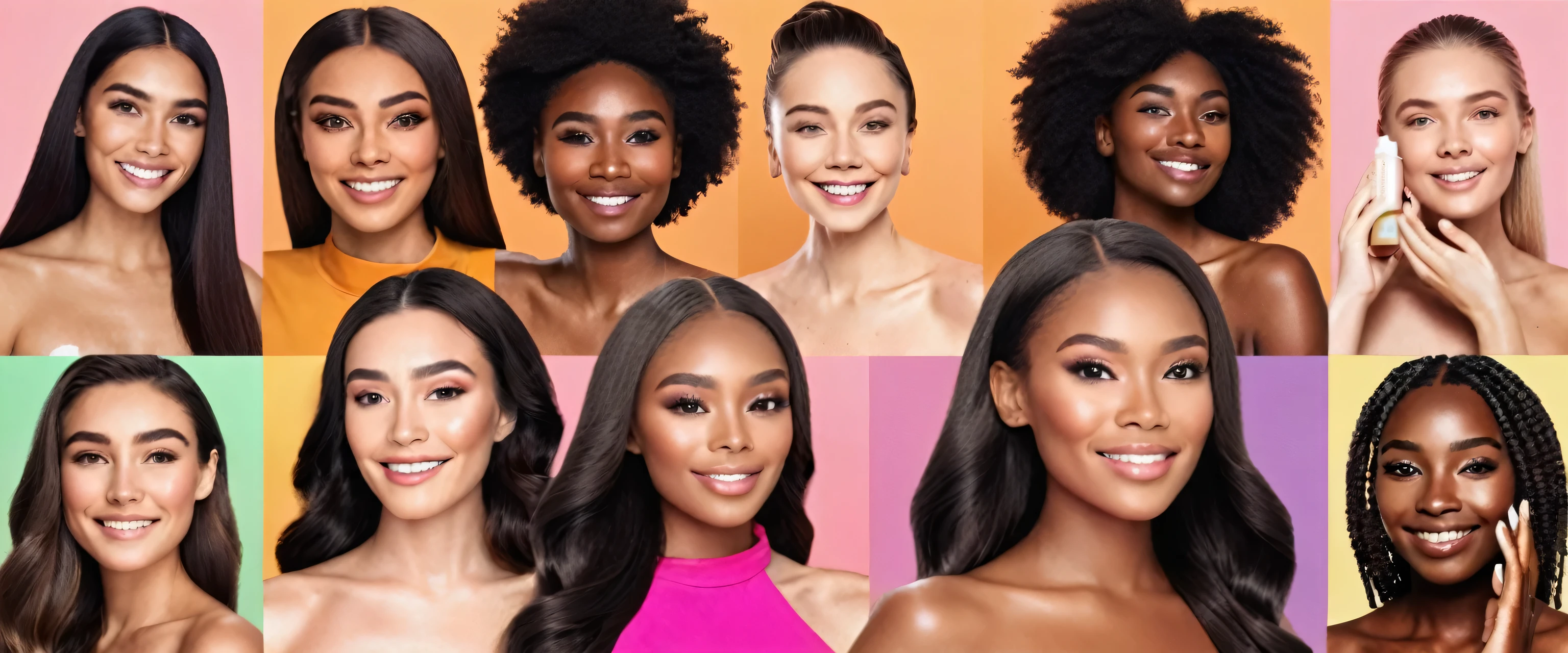 A vibrant montage design for a YouTube channel banner showcasing skincare, haircare and beauty secrets from different countries and races.