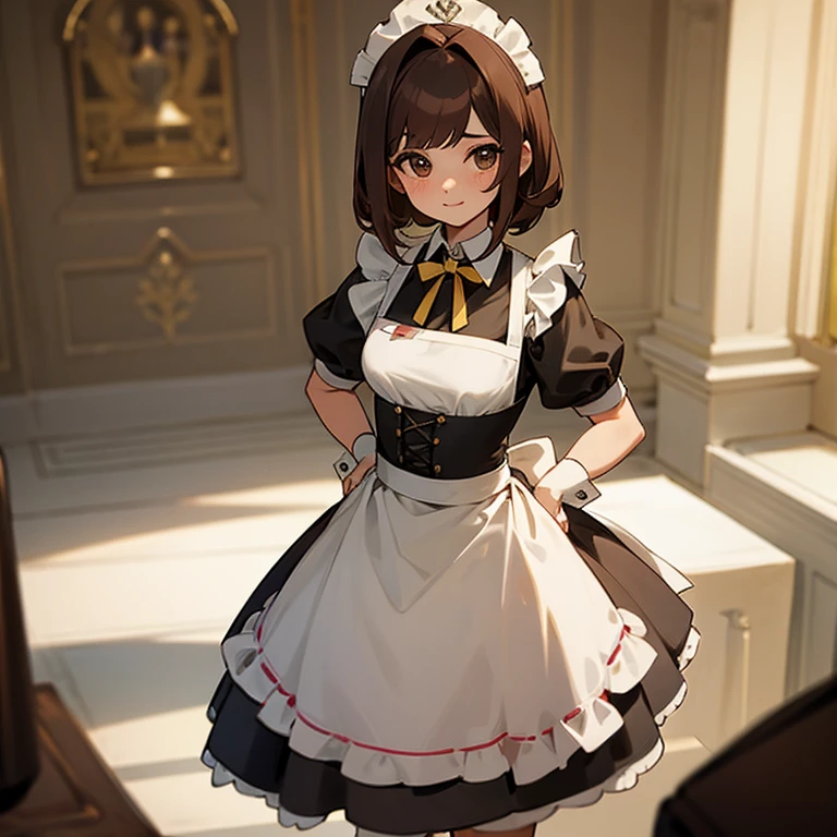 Chica, Brown hair, dos coletas, traje de maid