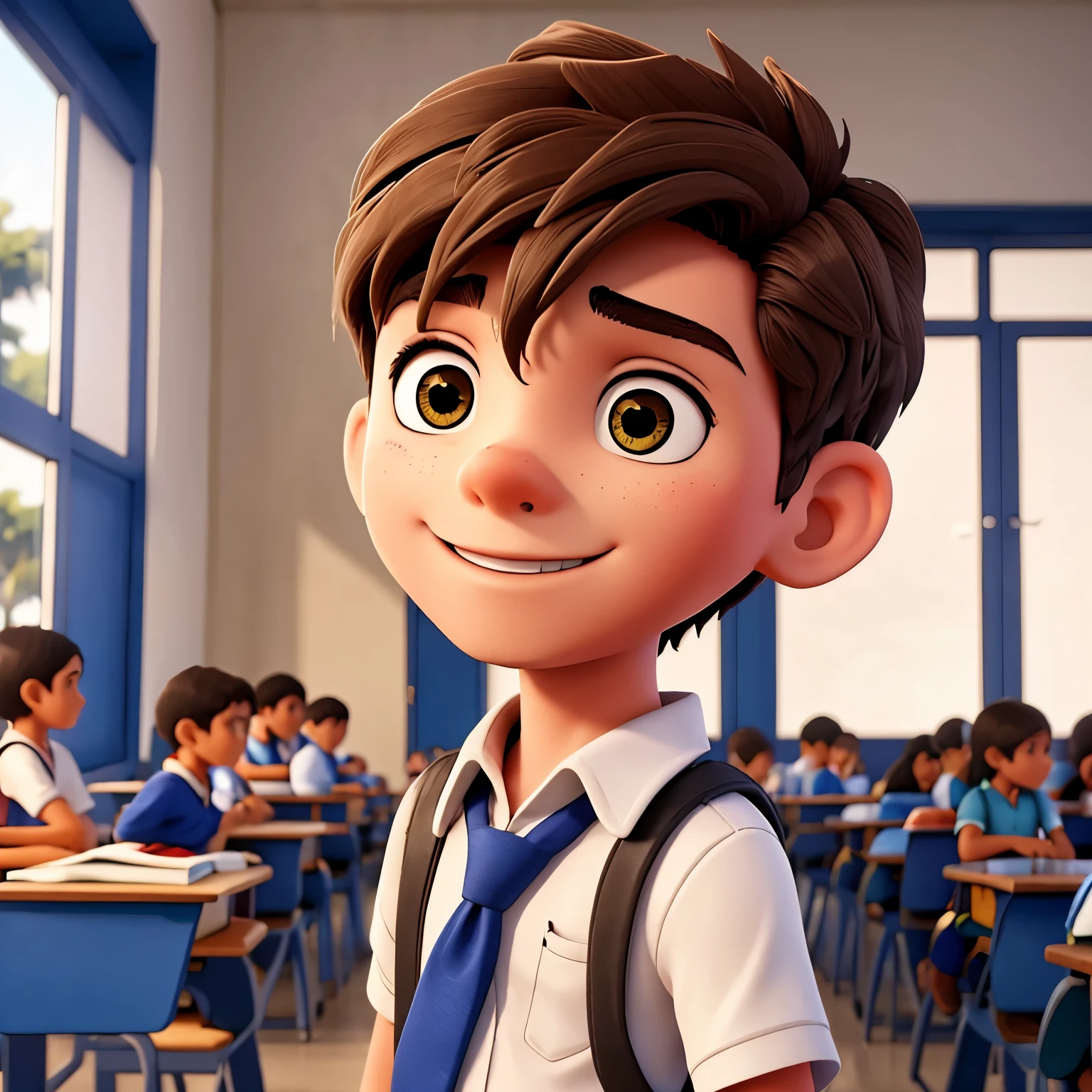 O garoto foi para a escola