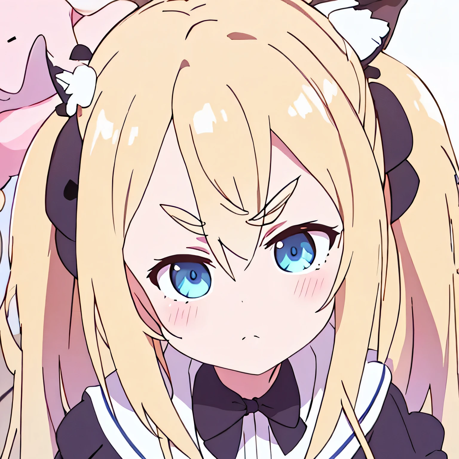 cheek bulge, pov crotch, 1girl, close up, face focus, 1boy,cat ears, oral, Irrumation ,fellation , minet, cum, looking at viewer,frown,
long blonde hair, blue detailed sparkling eyes,
