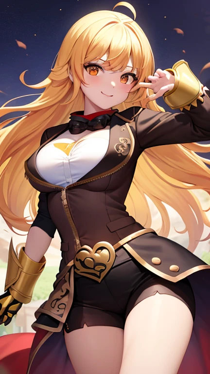 obra maestra, Mejor calidad, 1 chica, yang xiao largo, sonrisa, Ahoge ojos morados, Traje de negocios, chaqueta de sport, falda de tubo, Tacones altos, cuerpo completo, adentro, oficina