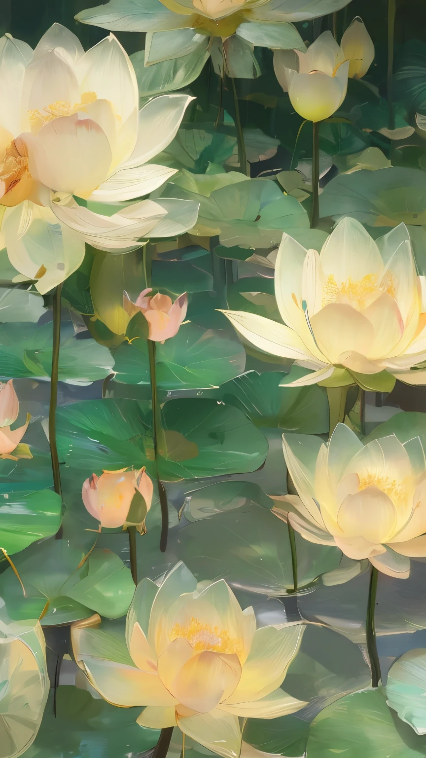 ((only one lotus leaf)),gold,green,vein,glass texture、Light,Light谱Light, Gradient translucent glass melt, Caustics, clean
