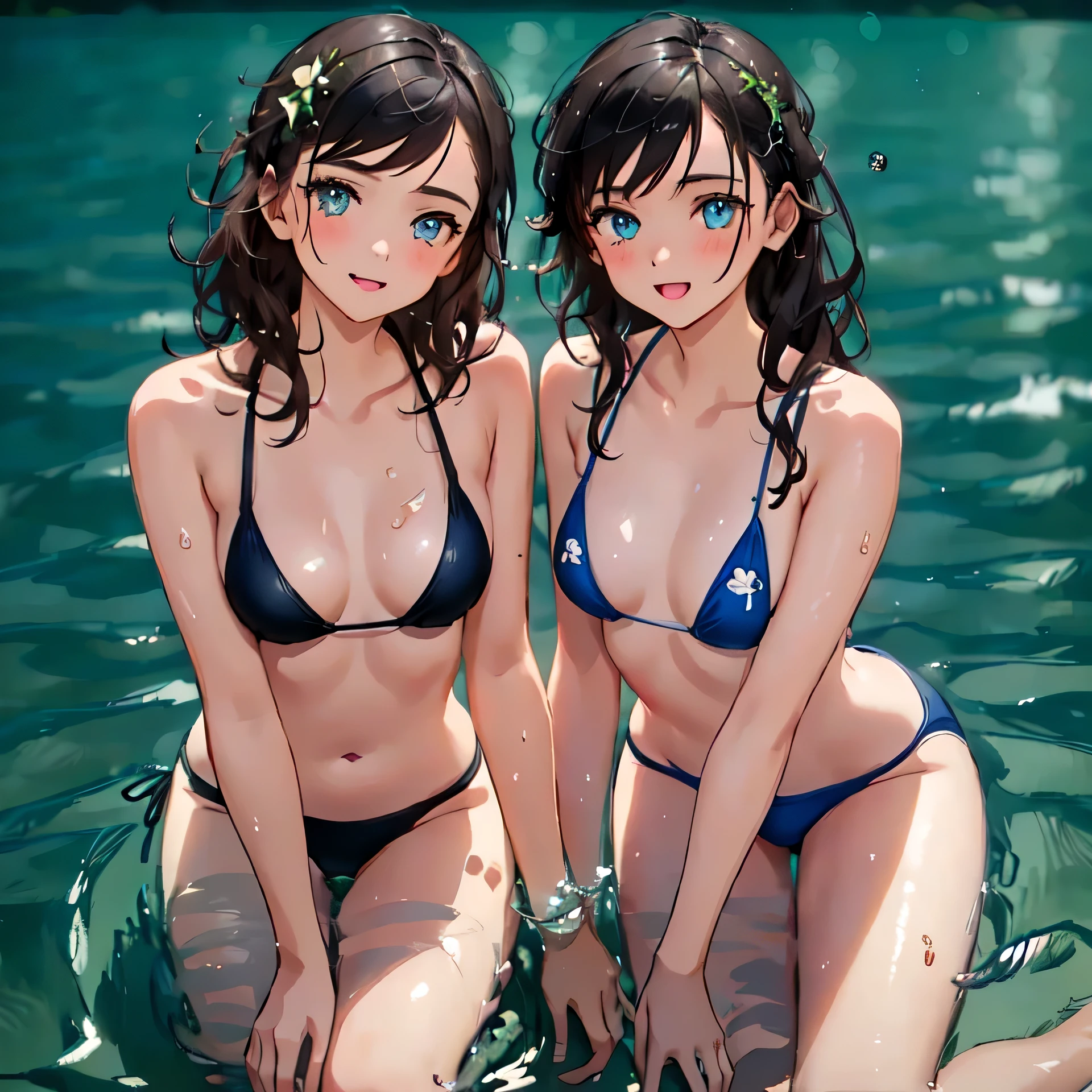 highest quality, masterpiece, High resolution, masterpiece, 8K, high detail, best illustrations, detailed and beautiful eyes, Detailed details, two women, woman in her 20s, hyper detail, perfect hands, beautiful artwork, master quality, best shadow, Lighting that highlights characters, realistic facial details, realism, 3D face, Floating nipple,
masterpiece, highest quality, colorful hair, two girls, bangs, long hair, middle chest, erection, Summer day background, mature woman, Face-to-face audience, spread legs, string bikini, micro bikini, nude, small clothes, perfect feet,