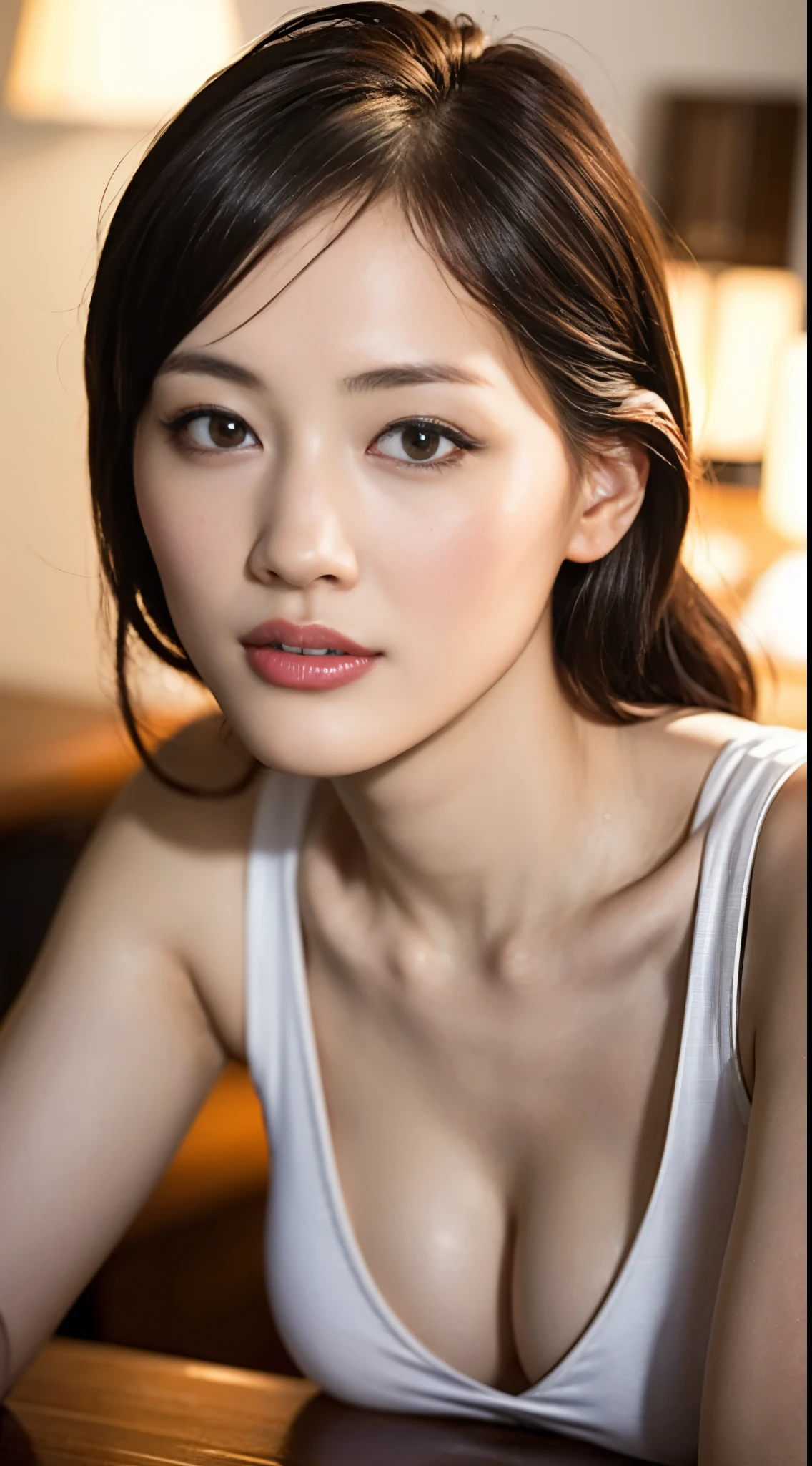 Highly detailed CG Unity 8K wallpaper, highest quality, Super detailed, table top, realistic, photo-realistic, Highly detailed cute girl, 25 years old, ,, Completely naked、Seduce、sexy pose、 ,big breasts,
