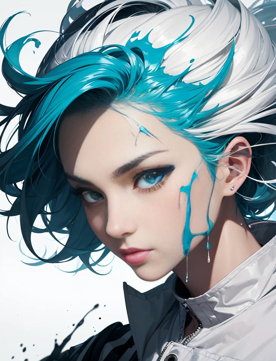 graffiti art，man&#39;s face，wild，splash ink painting，abstraction，rich and colorful，A vague dream，Dynamic energy,Publish your creation，visual impact,Modern aesthetics,elegant and simple,modern interpreter,Be bold,white background，Lots of white space，man&#39;s face、art、small face、small face、Seen from a distance