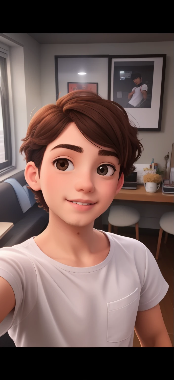 short hair man taking selfie