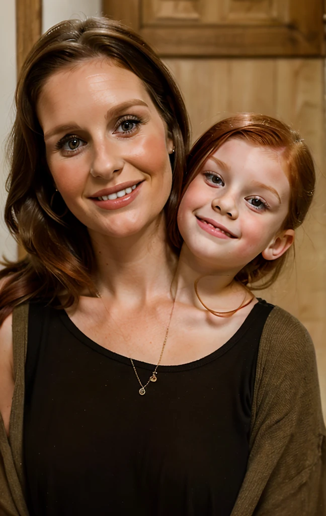 2heads, mom and daughter, (a 25 year old woman and a 4  old girl:1.5), (female:1.5), (a blonde and a redhead:1.4)