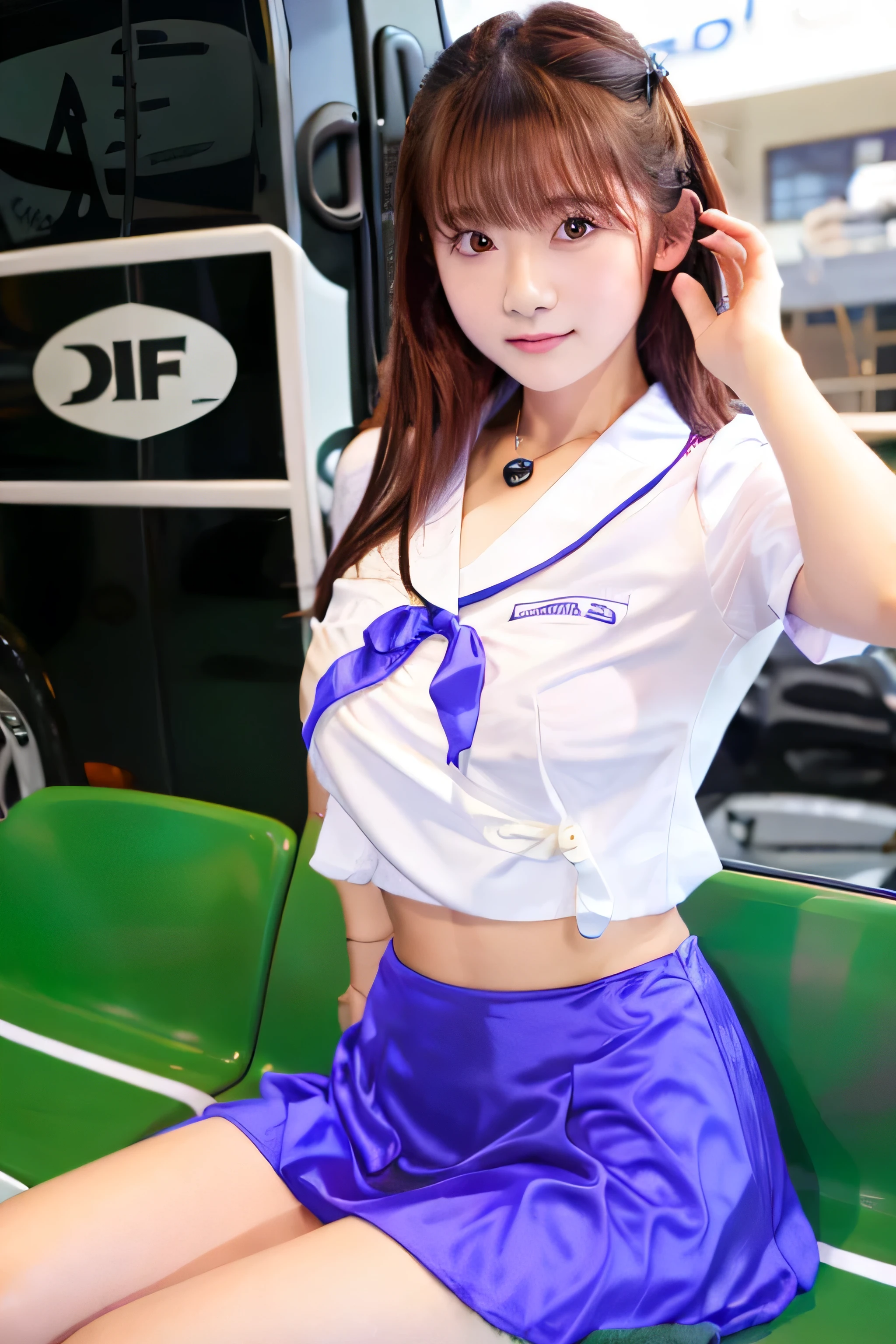 Asian woman in uniform sitting on a bench, JK uniform, wearing Japanese , Japanese girl uniform, Japanese , wearing, wearing , (((ＢCup Chest)))、(((I&#39;thin)))、Cute woman 24 years old、
(((small breasts)))、(((thin)))、(((8 life size)))、girl in uniform, magic , seifuku, cute high school girl, hyperrealistic , a hyperrealistic , realistic , magic 、(((Skirt flip)))、cute female teenager
(((spread your legs wide)))、(((thighs)))、