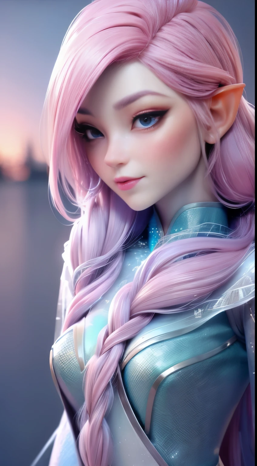 Elfgirl (rose quartz SU-Elsa frozen Disney Tinker waifu mezclando modelos .) (ultra FUSION of white and pink hair) Highly detailed CG unity 8k wallpaper, style shot, complex, high detail, dramatic, highest quality movie still image, very detailed, masterpiece, best quality, character design, Elsa, Elsa from Frozen,Fusion Pink Diamond (( Dark style)), realistic ultra-detailed rendering style, natural light, sharp character design, (hard focus, 8k), (((natural skin texture))), 8k textures, soft cinematic lighting, adobe lightroom, dark room, hdr, Sophisticated, Elegant, Rich Detail, Sharp Focuilm Look) )), Soothing Tones, Detail Frenzy, Intricate Detail, Super Detail, Low Contrast, Soft Film Lighting, Dull Colors, Exposure Blending, HDR, Fade, 35mm, f/1.4, ISO64, f16, 25 sec.