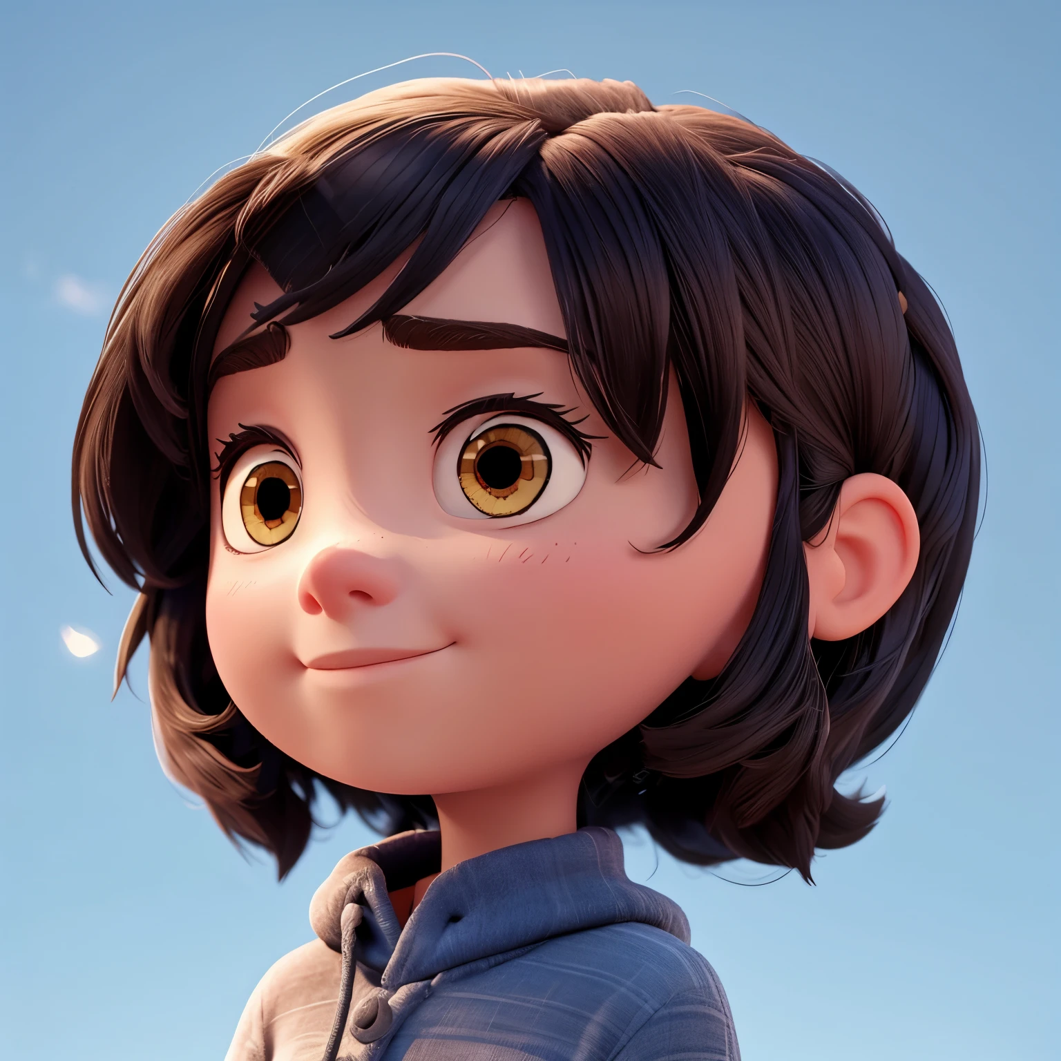 Only head shape of girl, pixar like, no face