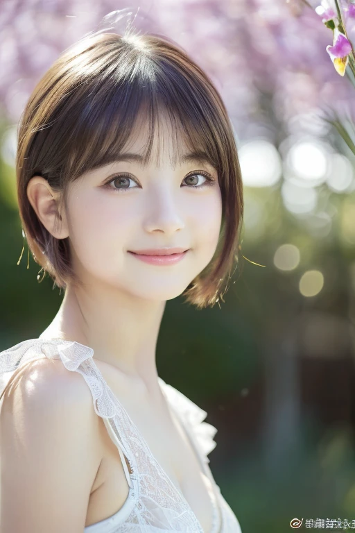 (超A high resolution、Photoreal、realistic、highest quality、Photoreal)、
(((high detail skin))),(real person,picture),
((mix 4)),
(8K、Raw photo、highest quality、masterpiece)、(1 Japanese girl)、photon mapping、radio city、Physically based rendering、auto white balance、((close up of face、unforgettable smile、moist lips、short hair)))、
(blush|cute and playful|adorable|thin|beautiful girl|12 years old|childish look)、(((look at the audience)),((The iris and pupil are round,,Pupils reflect the surroundings,eyes are not the same size)), ((((thin)))),underwear、lingerie、healthy、ponytail