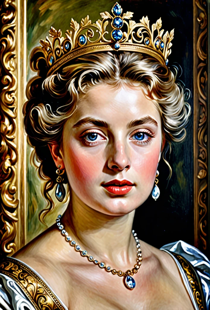 Masterpiece, Beautiful Thick Woman [Elizabeth II:Maude Adams:0.40], Best quality, high clarity eyes, critically flawless,sharp picture, Full portrait, High pixels, perfect face, perfect eyes, beautiful face, perfect hands,perfect fingers, in Peter Paul Rubens style, by Peter Paul Rubens, baroque style, acrylic on canvas, highly detailed, description: "Create a nymph inspired by the tales of Greek or Roman mythology, embodying the essence of a natural element or location, and possessing a unique ability or trait that sets her apart."