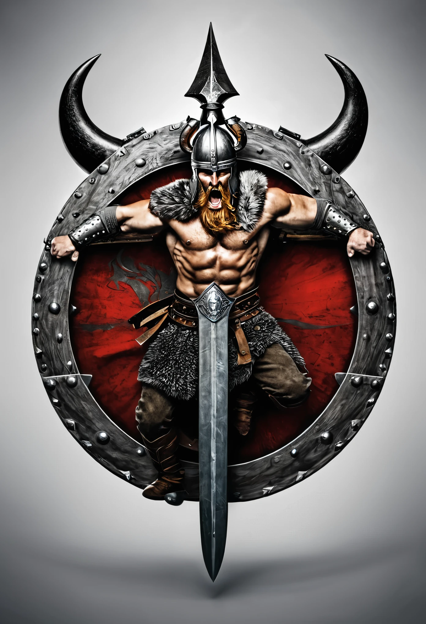 Design Viking breaking through the Spartan Shield


