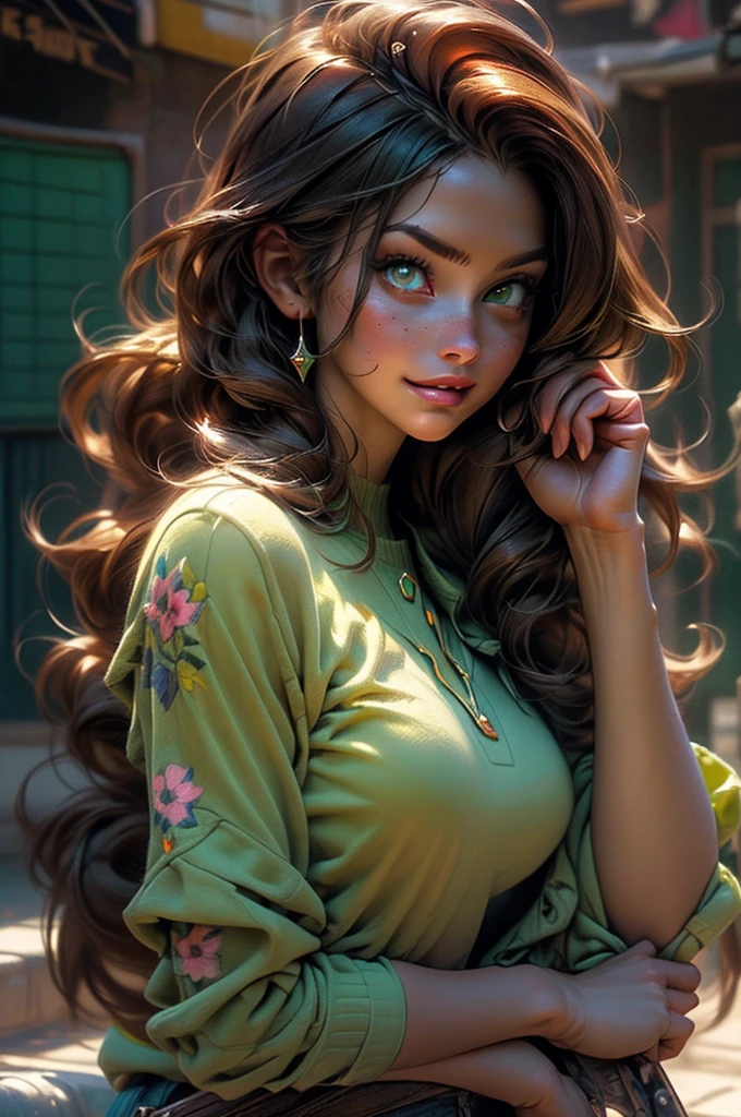 ((long shot:1.6)), Unreal Engine:1.4, Ultra Realistic CG K, Photorealistic:1.4, Skin Texture:1.4, ((artwork 1 young woman full body:1.5)), ((red hair green eyes, full lips and a sensual smile:1.5)), punk-style hairstyle with a shaved side, tattoos, Gatling gun, box, looking at the viewer, dynamic pose, blows, ammunition belt, gloves, large breasts not disproportionate, Shooting , Extremely detailed:1.4, more detailed, optical mix, playful patterns, lively texture, unique visual effect, pink leather mini skirt, pink jacket, masterpiece, ((colors, cyan, green, pink, brown: 1.2)), ( (8k realistic digital art.)), 32k