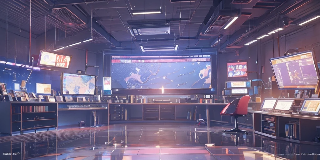 cyberpunk, school, technology style, classroom, no people, purple style