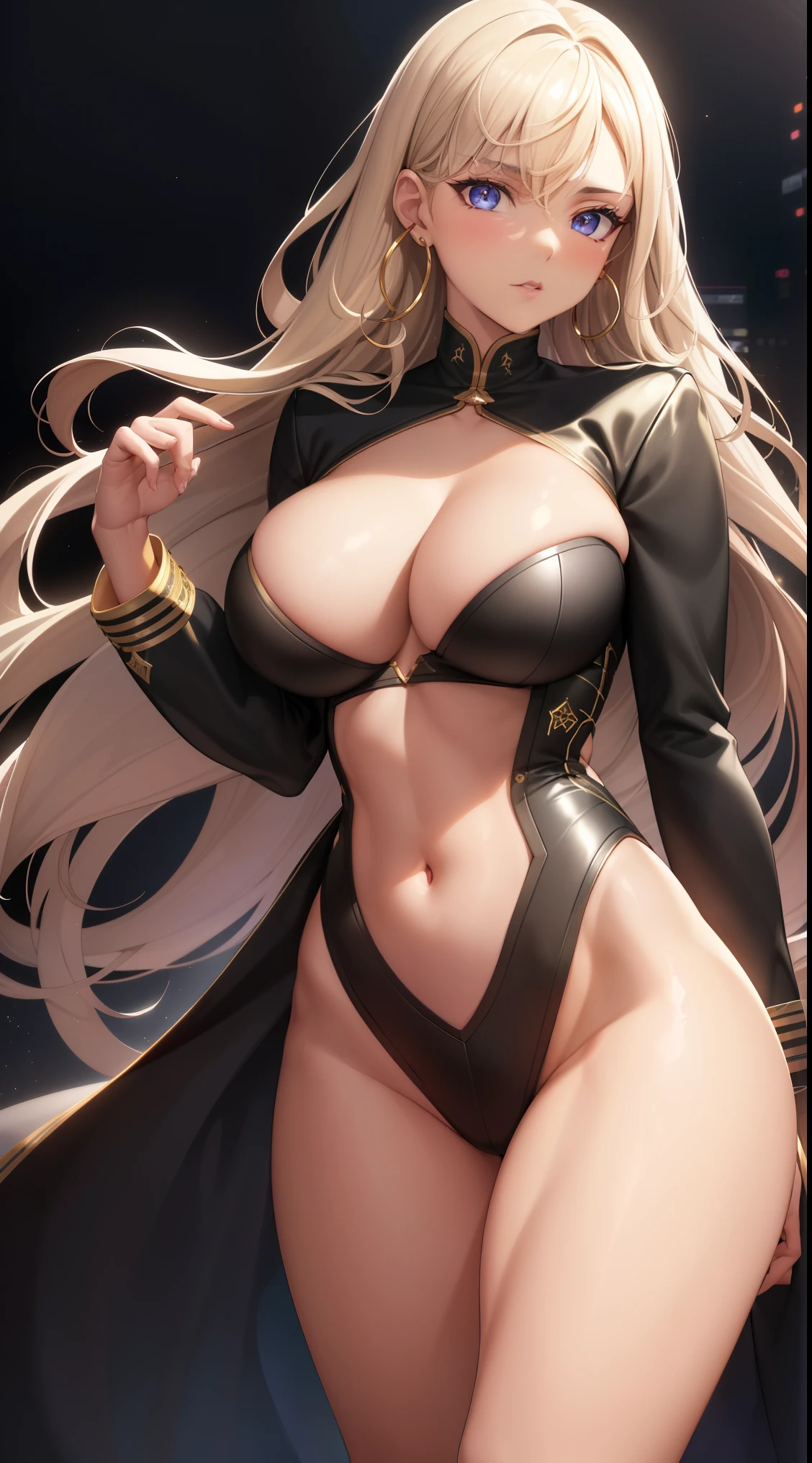 (best quality:1.5, highres, UHD, 4K, detailed lighting, shaders), best quality eyes, perfect hands, perfect finger, white curly haired, gradient hair, big breasts, white bra, big thighs, big butt, white
jacket, white long pants, mature woman , (pov), black background, colorful eyeshadow, dramatic lighting, sparkling eyes, sensual expression, golden earrings, flowing hair, delicate facial features, dark skin, high cheekbones, urban setting, full body, black background, dont look for the camera, lean forward, behind the camera
