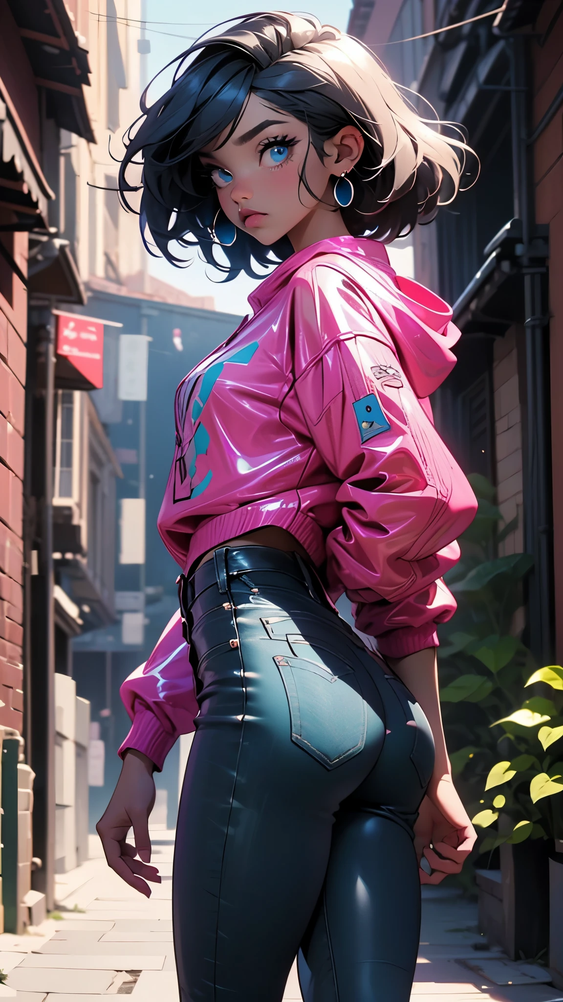 ((Matserpiece)), Melhor qualidade, high resolution, Sarada, envelhecer, maduro, adulto, salto de tempo, arrumar o cabelo, thin glasses, ombro nu, jaqueta preta, corte superior, camiseta preta, fundo simples, pose sexy, Olhos pretos, cabelo preto, fechar-se, brinco, clavicle, uchiha symbol brinco, Cabelo muito curto, moleca hair, moleca, top de tubo longo, gargantilha, (boruto two blue vortex),