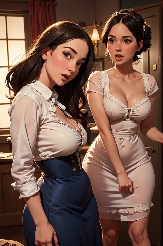 A sexy/cute dickensian lady sweet/wholesome that looks like the daughter of Olivia Munn and the comedian Jim Parsons. thin, curvy, hyper-hourglass figure. Traditional/conservative dress. Exudes love, submission and conservative values.