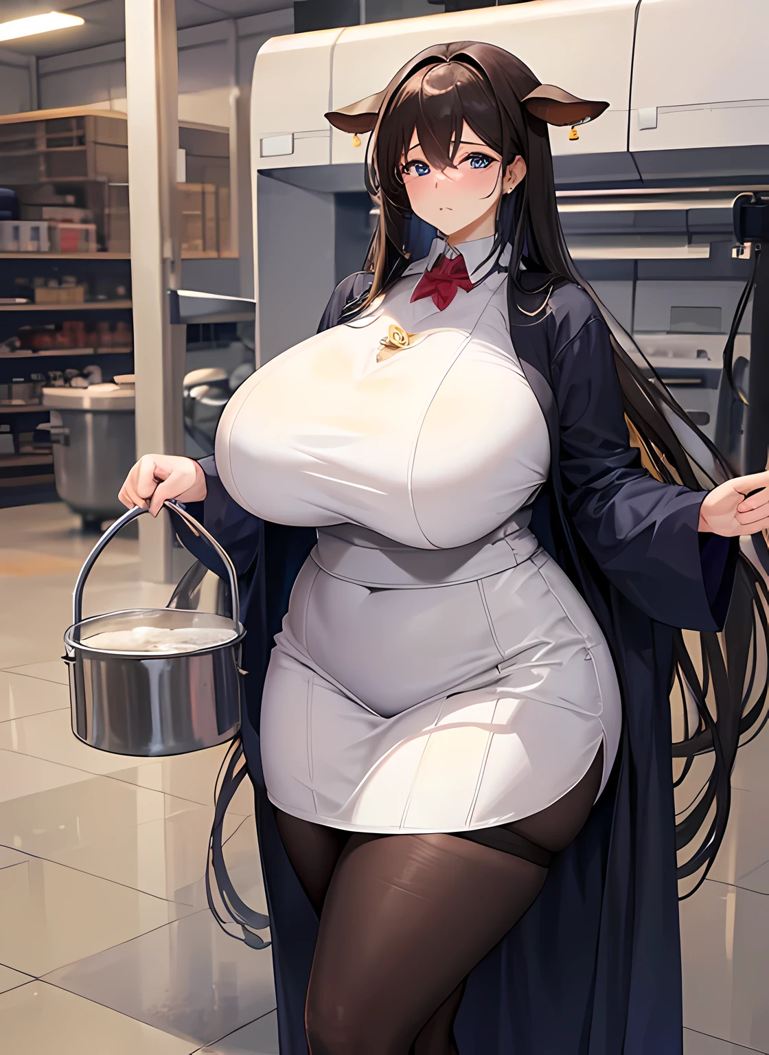 mature woman、Super hugeな 、extremely obese、cow cosplay、Super huge、Turned on the milking machine