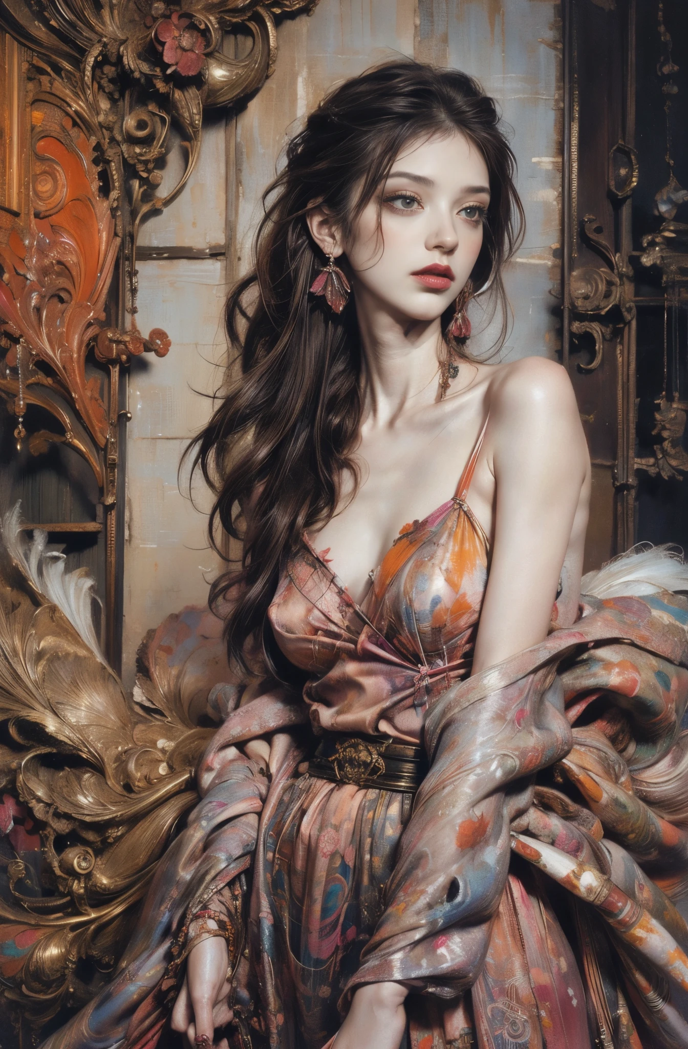 Painting of a woman in magenta and orange colors, pretty much beautiful face, Ultra-detailed paintings inspired by WLOP, Trending with ArtStation, fantasy art, intricate WLOP, art of WLOP, WLOP art, WLOP |, the style of WLOP, beautiful character drawings, WLOP painting style, WLOP | art germ, Unparalleled Beauty Tumbler, figurative art, intense watercolor, watercolor detailed art, watercolor splash, surreal, avant-garde pop art, Beautiful and expressive paintings, Beautiful artwork illustration, very colorful tones, wonderful, cool beauty, master piece, highest quality, official art, women only, sharp outline, best shot, vector art, Written by Sandra Chevrier, dave mckean、By Richard Avedon、Written by Makiezi Kusiala, luminous design