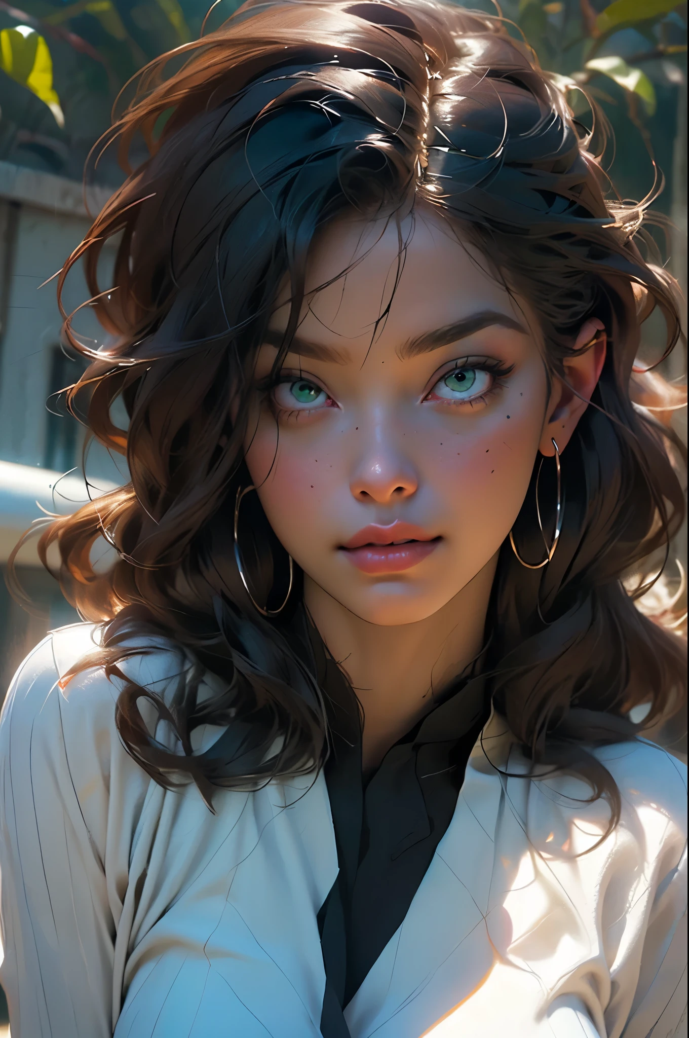 ((wide shot:1.6)), Unreal Engine:1.4, Ultra Realistic CG K, Photorealistic:1.4, Skin Texture:1.4, ((artwork ung woman full body:1.5)), ((black hair , green eyes, full lips and a sensual smile:1.5)), punk-style hairstyle with a shaved side:1.3, tattoos, Gatling gun, box, looking at viewer, dynamic pose, blows, ammunition belt, gloves, large breasts, Shooting, Extremely detailed:1.4, more detailed, optical mix, playful patterns, animated texture, unique visual effect, pink leather miniskirt, pink jacket, masterpiece, in the background an abandoned place with scrap metal, ((colors, cyan, green, pink, brown: 1.2)), ((8k realistic digital art.)), 32k