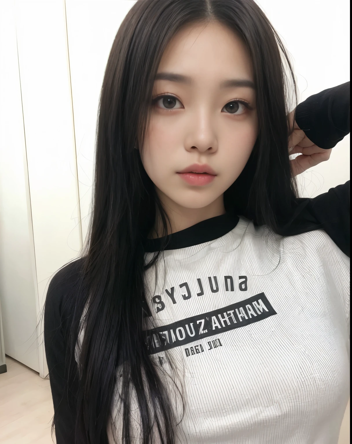 Arafed Mujer con cabello largo y negro con una camisa blanca, ulzzang, muchacha coreana, cruel korean gothic girl, hermosa mujer surcoreana, hermosa joven coreana, con cabello largo, ilya kuvshinov con cabello largo, jinyoung shin, Jaeyeon Nam, korean symmetrical face, beautiful asian girl, asian girl con cabello largo
