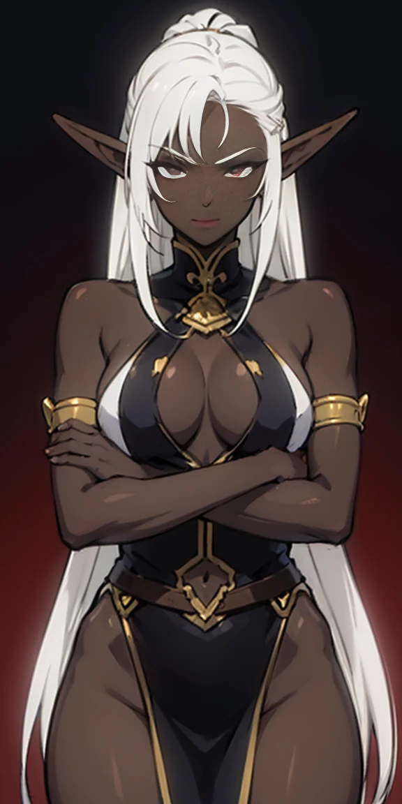 dark elf pirotess black skin white hair