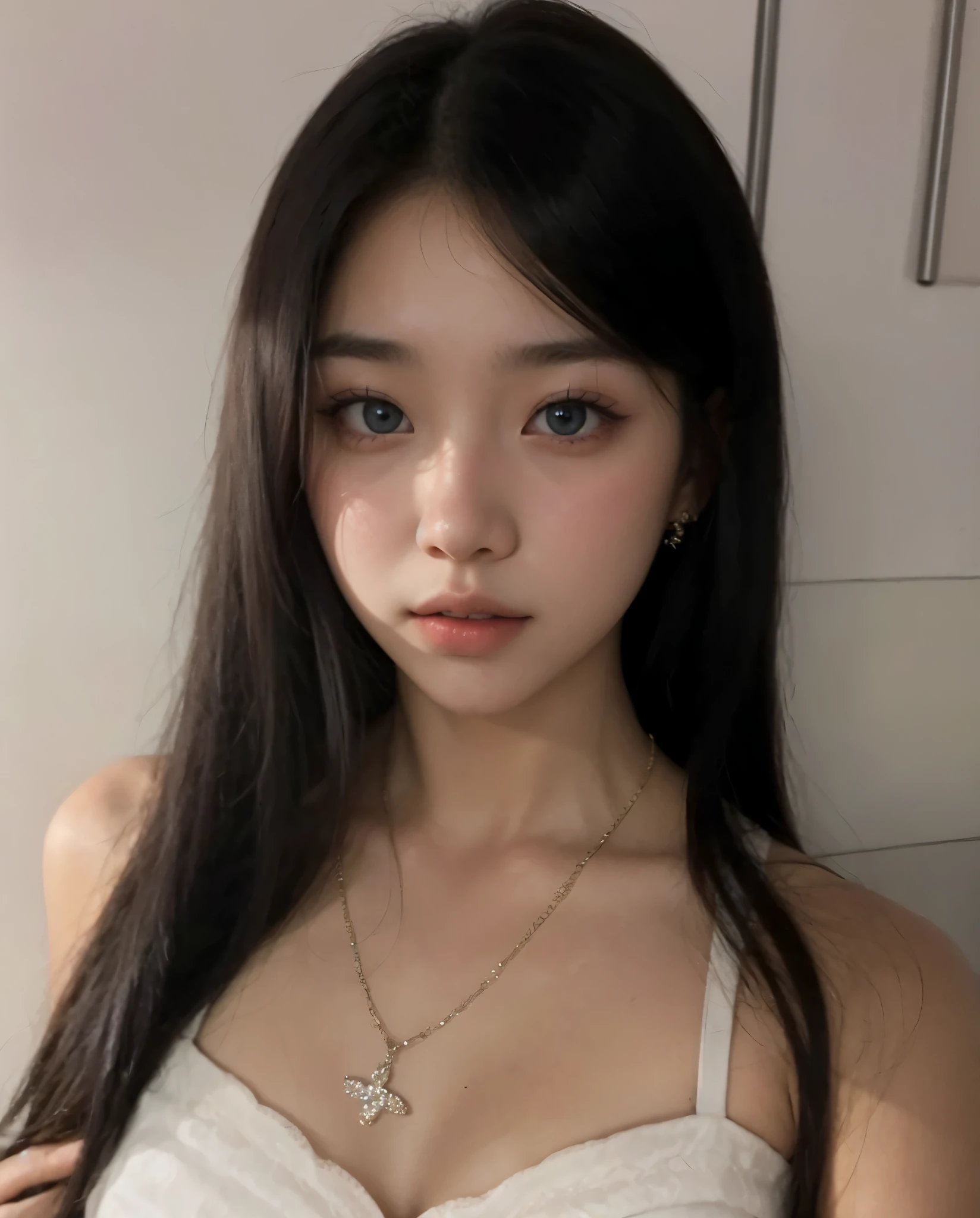there is a woman with long black hair wearing a white bra, muchacha coreana, 18 years, 22 years, beautiful south mujer coreana, asian features, beautiful Asian girl, jinyoung shin, gorgeous young mujer coreana, 21 years, Xision Wu, Asian girl, , Jaeyeon Nam, mujer coreana, beautiful young mujer coreana, rostro adorable, black hair, blue eyes, realista 