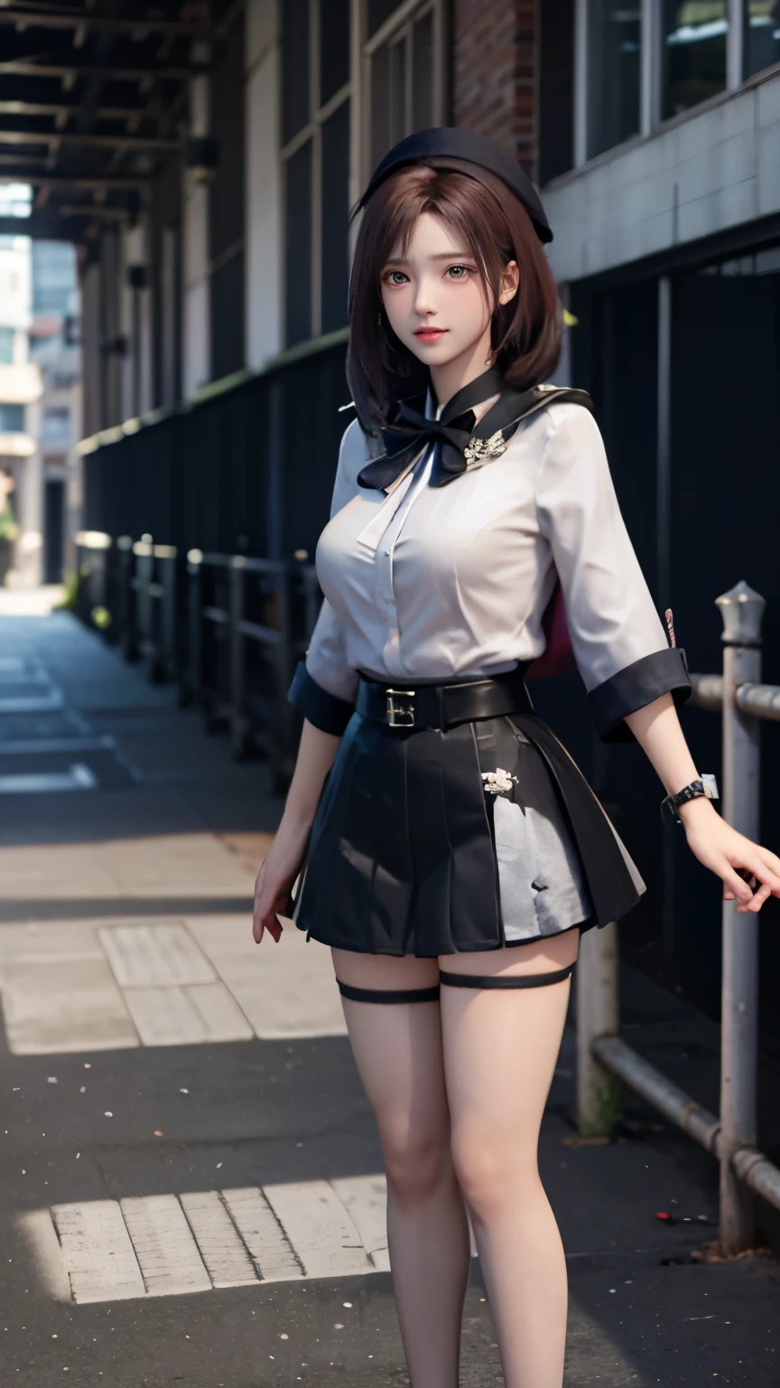 （very delicate and beautiful：1.2）super model,perfect shape,girl's,,Thighhighs,beautiful feet,beret,gentle expression,spoiled look,Innocent face,ミニskirt,big breasts,beautiful breasts,voluptuous,bike shorts,,givenchy,masterpiece, highest quality, High resolution, 8K, , skirt, uniform, short hair, messy hair, blush, sexy pose, big breasts, seductive pose, sweating,, sweating, cityscape, vivid details, super detail, realistic skin texture, Surface details, Beautiful eyes in every detail, medium full shot, Girl holding a sword,flame background,