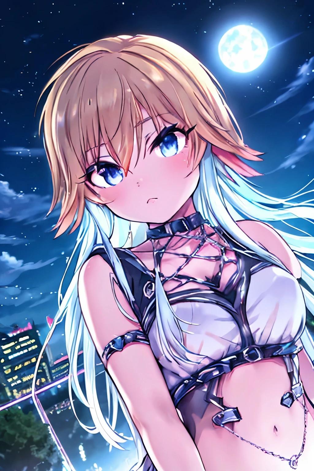 highest quality,detailed background ,girl,night sky,dutch angle, Ninomiya Asuka